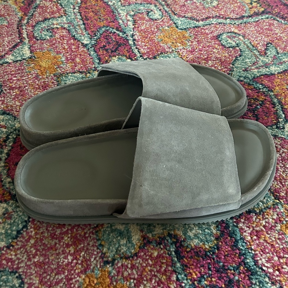 Vince | Men’s ‘Smoke’ Grey Suede Velcro Del Rey Classic Slide Sandals, size 8.5 - Picture 11 of 16
